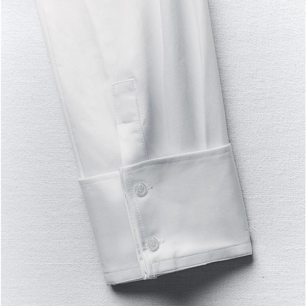 Zara Preowned Cropped Gabardine Shirt Size S White - Picture 7 of 9